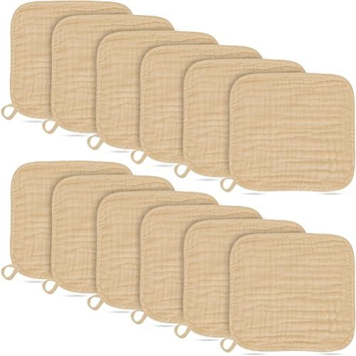 Baby Washcloths -100% Cotton Muslin Soft Baby Bath Wash Cloths and Absorbent Baby Wipes for Newborns Kids Girls and Boys - 12 Pack, 12x12 Inches - Brown