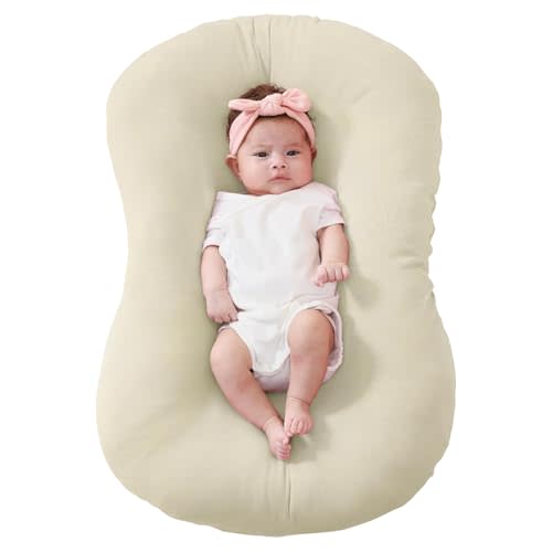 FUNUPUP Rayon Made from Bamboo Baby Lounger Cover Compatible with Snuggle Me Lounger, Infant Lounger Pillow Cover for Newborn, Removable Elastic Newborn Lounger Cover,Cover Only,Khaki