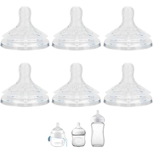 Silicone Nipple for Philips Avent Natural Baby Bottles and Natural Trainer Sippy Cup, Slow Flow (Flow 2), 0m+, 6 Count