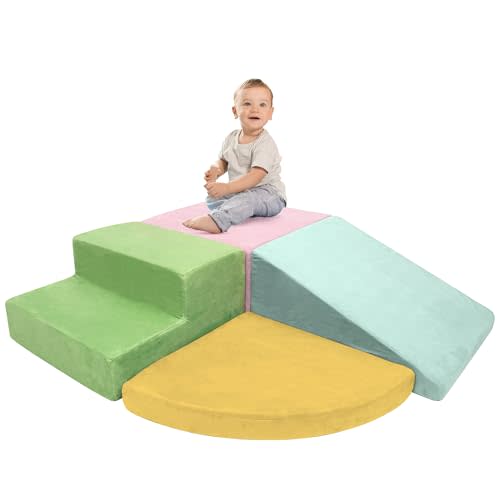 TOLEAD Large Baby Climbing Blocks 4pcs Climbing Toys for Toddlers - Ultra High Density Soft Foam Play Gym Equipment Easy Wash for Indoor Nursery