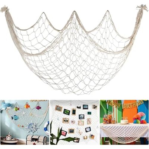 80x40 Inch Fishing Net Decor, 3mm Natural Cotton Decorative Fish Nets Party