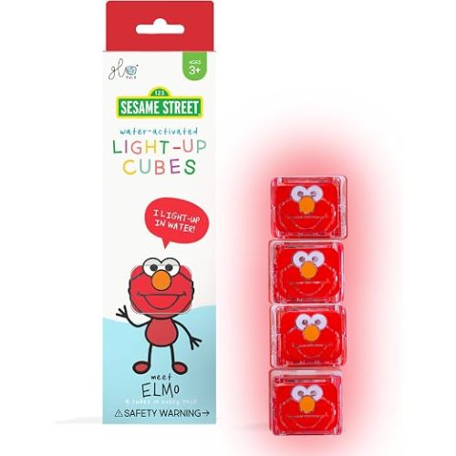 Glo Pals Sesame Street Water-Activated Light-Up Cubes Only, Elmo 4 Pack