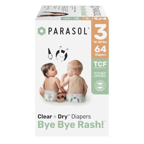 Parasol Clear+Dry Natural Disposable Diapers Size 3-64ct