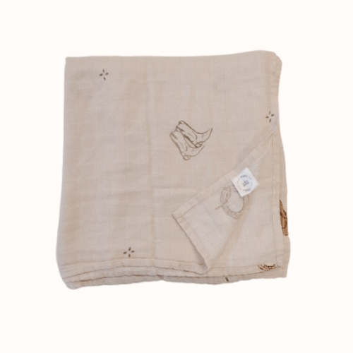 Vintage Cowboy- Bamboo Cotton Muslin Swaddle
