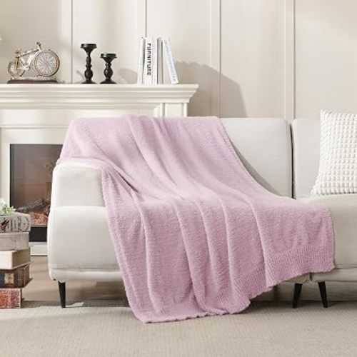 JOOJA Light Purple Throw Blanket, Soft Fluffy Fuzzy Knit Blanket for Couch Bed Sofa, Cozy Plush Warm Blanket for Bedroom Living Room, Spring Home Decor, 50x60 Inches