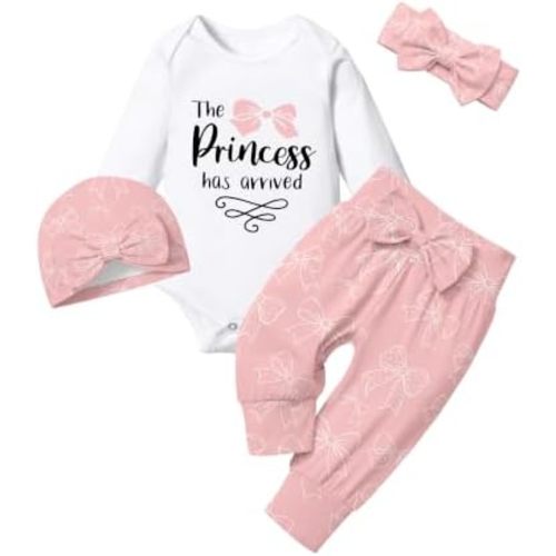 Infant Newborn Baby Girl Clothes Long Sleeve Snap Romper Pant Sets