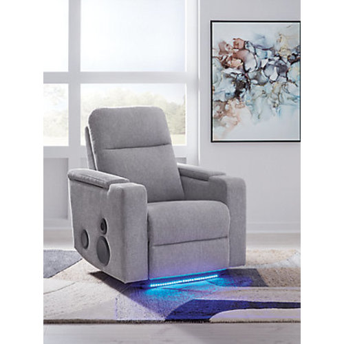 Landdin Next-Gen Nuvella™ Performance Fabric Triple Power Glider Recliner with Audio System