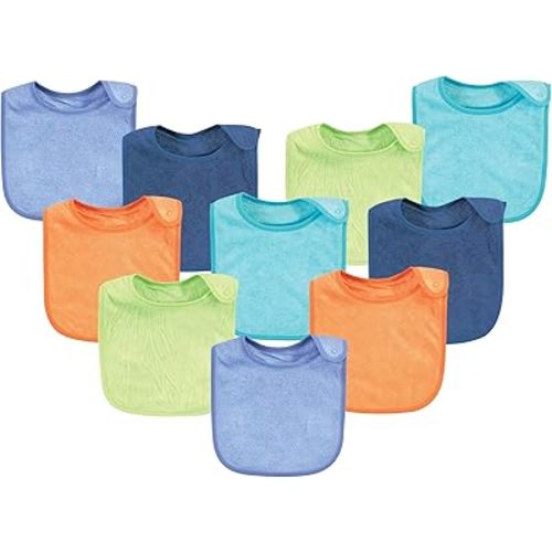 Hudson Baby Unisex Baby Rayon from Bamboo Terry Bibs, Blue Orange Lime, One Size