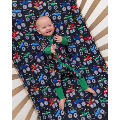 Monster Truck Madness Fitted Crib Sheet - Little Sleepies