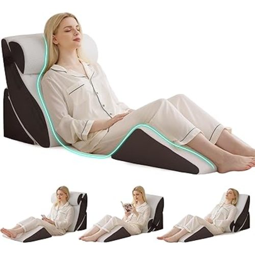 4PCS Wedge Pillow Set for After Surgery, Orthopedic Bed Wedge Pillow for Back Pain Relief, Sitting Up in Bed, Acid Reflux, Adjustable Post Surgery Pillows for GERD, Snoring, White/Grey