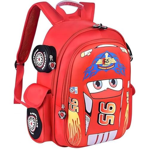 Kid Toddler Boys Girls Backpack Waterproof Cartoon Truck Car Child Snack School Bag Kindergarten Backpack (Red)