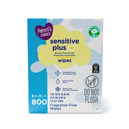 Parent's Choice Sensitive Plus Baby Wipes 800 Count Hypoallergenic Safe for Sensitive Skin