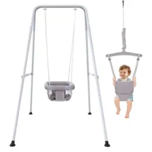 Talebabe 2-in-1 Baby Jumper & Toddler Swing, Portable Bounce Chair with Foldable Powder-Coated Steel Stand for Indoor & Outdoor Use, Baby Shower Gift #tiktokshopsummersale - TikTok Shop