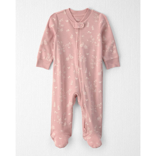 Baby Girl Organic Cotton Sleep & Play Pajama in Pink Bunnies - Little Planet | Carter's