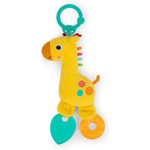Bright Starts Safari Soother Rattle & Teether Toy for Stroller and On-The-Go - Giraffe - Unisex, Newborn +