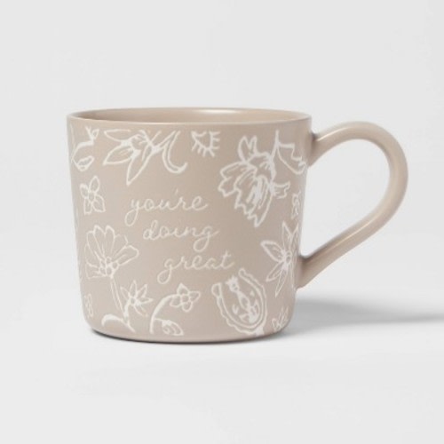 15oz Stoneware You're Doing Great Mug - Threshold™: Green Coffee Cup, Dishwasher & Microwave Safe, Traditional Style