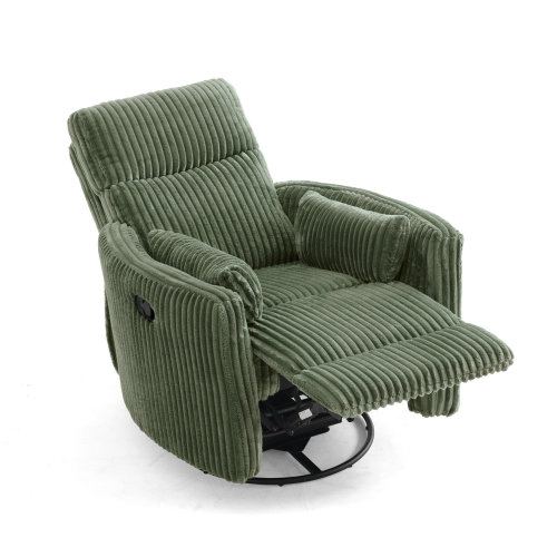 Ebern Designs Sherry Modern Swivel Glider Recliner with Adjustable Backrest & Footrest, Plush Corduroy Upholstery & Reviews | Wayfair