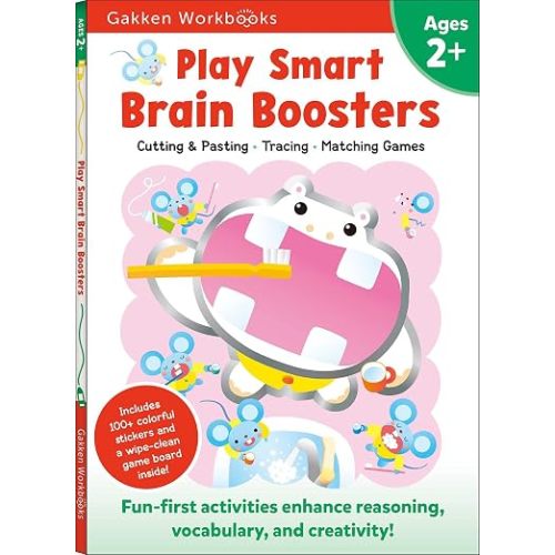 Play Smart Brain Boosters Age 2+: Preschool Activity Workbook with Stickers for Toddlers Ages 2, 3, 4: Boost Independent Thinking Skills: Tracing, Coloring, Matching Games, and More (Full Color Pages)