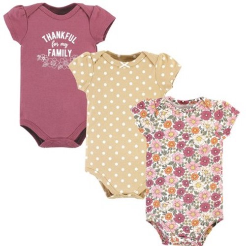 Luvable Friends Hudson Baby Bodysuits 3pk, Harvest Bloom, 3-6M