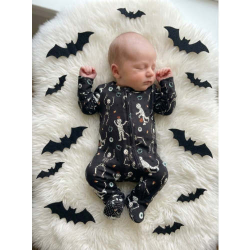Halloween Glow-in-the-Dark Bamboo Zipper Footie in Eye Want Candy | Caden Lane
