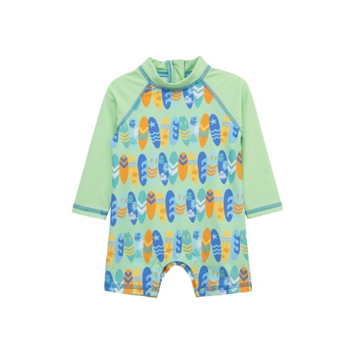 Surf Colorblock Long Sleeve UPF 50+ One-Piece Rashguard Swimsuit