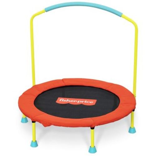 Fisher-Price New 2025 Model Mini Trampoline, WonderJump 36 Inch Round Indoor Trampoline with Stabilizing Handlebar, Multicolor
