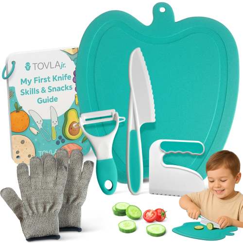 Tovla Jr. Kids Knife Set – Safe Cooking Tools with Peeler & Gloves - Ages 3–8