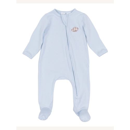 Tiny Tailgater Zip Footie - Light Blue – Posh Tots Children's Boutique
