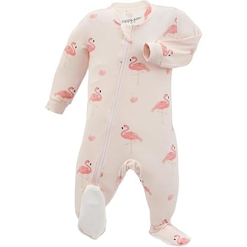 ZIPPYJAMZ Baby Sleepers, Footed Bamboo Pajamas, Front & Inseam Dual Zippers for Quick and Easy Diaper Changes