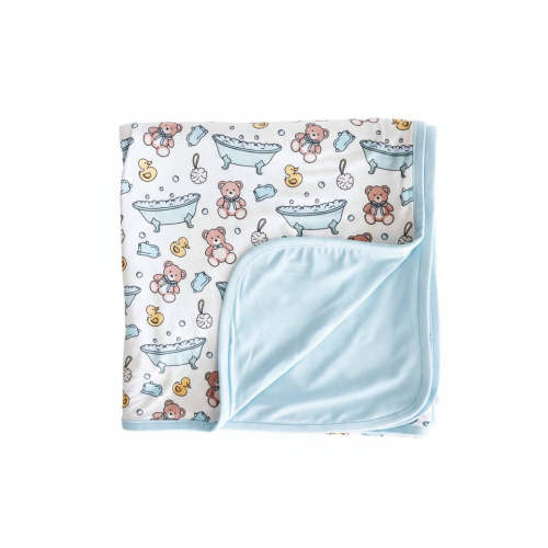 Bathtime Besties Double Sided Bamboo Blanket | Blue