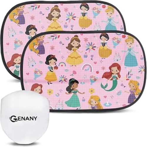 GENANY Lovely Princess Car Side Window Sun Shades 2 Piece 21 x 14 Inch