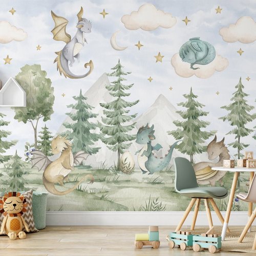 Dragons in Forest Wall Mural SM037 – CostaCover