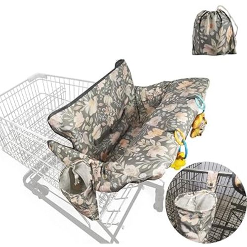Shopping cart Cover for Baby, high Chair Cover, with Detachable Storage Bag, Flowers