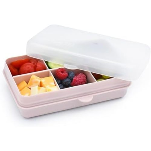 melii Snackle Box | 6-Compartment Divided Snack Container, BPA-Free Food Storage with Removable Dividers for School, Travel & On-the-Go Snacking (Pink)