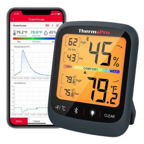 ThermoPro TP359W Bluetooth Hygrometer Thermometer, 260FT Wireless Remote Temperature and Humidity Monitor, with Large Backlit LCD, Indoor Room