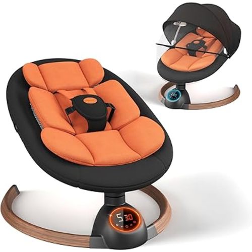 Baby Swings for Infants, Electric Baby Swing with Bluetooth and Preset Melodies, Portable Infant Swing for Indoor & Outdoor Use, 5 Speeds