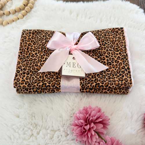 Baby Burp Cloths - Cheetah Print - Option to Personalize with Embroidered Name or Initials