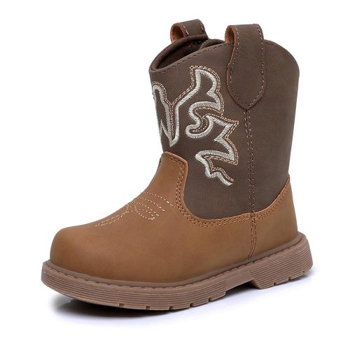 Ahannie Toddler Cowboy Boots for Boys & Girls – Baby Round Toe Western Boots with Hook & Loop Ages 9 Months–4 Years