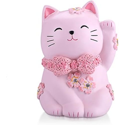 Cute Pink Maneki-Neko Lucky Cat Piggy Bank Home Decor Ornament Gift for Girls