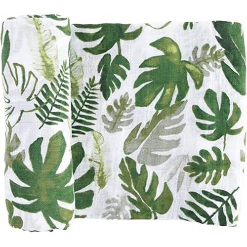 Little Unicorn Premium Cotton Swaddle Baby Blanket | Breathable Fabric | for swaddling, Play, Nursing & More (Tropical Leaf)