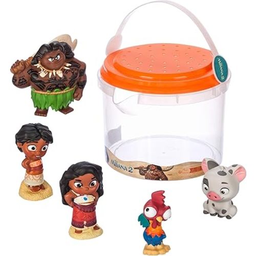 Disney Store Official Moana 2 Bath Toys Set - Includes 5 Detailed Toys with a Straining Storage Bucket - Bath Time Fun & Water Play Set for Kids