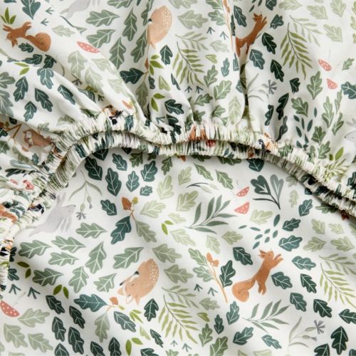 Forest Friends Embroidered Organic Cotton Baby Crib Fitted Sheet