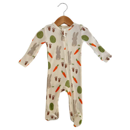 Organic Waffle 2-Way Zip Footie, Cottontail