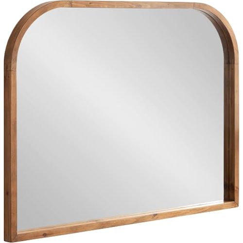 Kate and Laurel Occonor Modern Wooden Arched Mirror, 36 x 28, Rustic Brown, Transitional Arch Wall Mirror with Geometric Shape for Use as Bathroom Mirror for Vanity or Fireplace Mantel Mirror