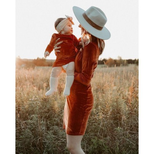 Delta Mock Neck Dress - Umber Velour - Bailey's Blossoms