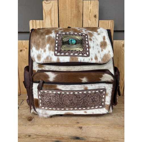 Cowhide & Tooled Leather Backpacks!