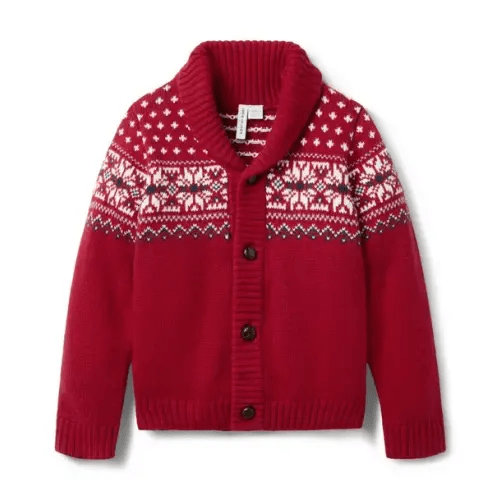 Boy Holiday Red Fair Isle The Fair Isle Cardigan by Janie and Jack