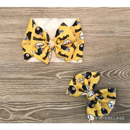 Yellow Steelers Baby Headwrap- Football Bow