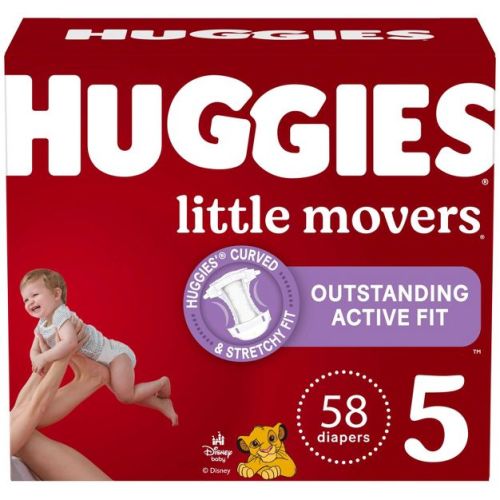 Huggies Little Movers Active Fit Diapers - Size 5 - 58ct