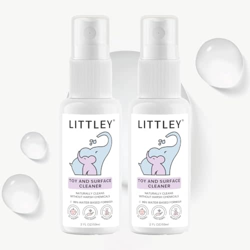 Littley Toy & Surface Cleaner | 2 Pack | Alcohol-Free HOCl Spray | 2 oz | Fragrance-free formula for baby toys, highchairs, strollers & car seats — gentle on infants with sensitive skin